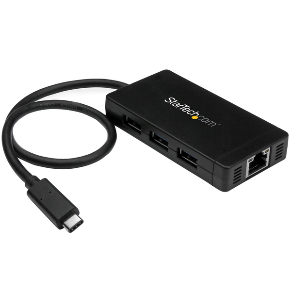 Startech.Com 3 Port USB C Hub w/ GbE - C to A - USB 3.0 - Power Adapter HB30C3A1GE